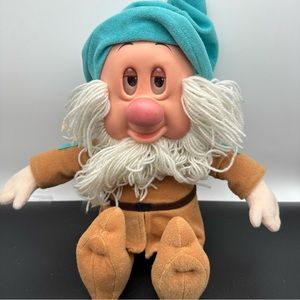 Disney Mattel 1993 Snow White SLEEPY 12" Plush Doll Vinyl Face Eyes Close